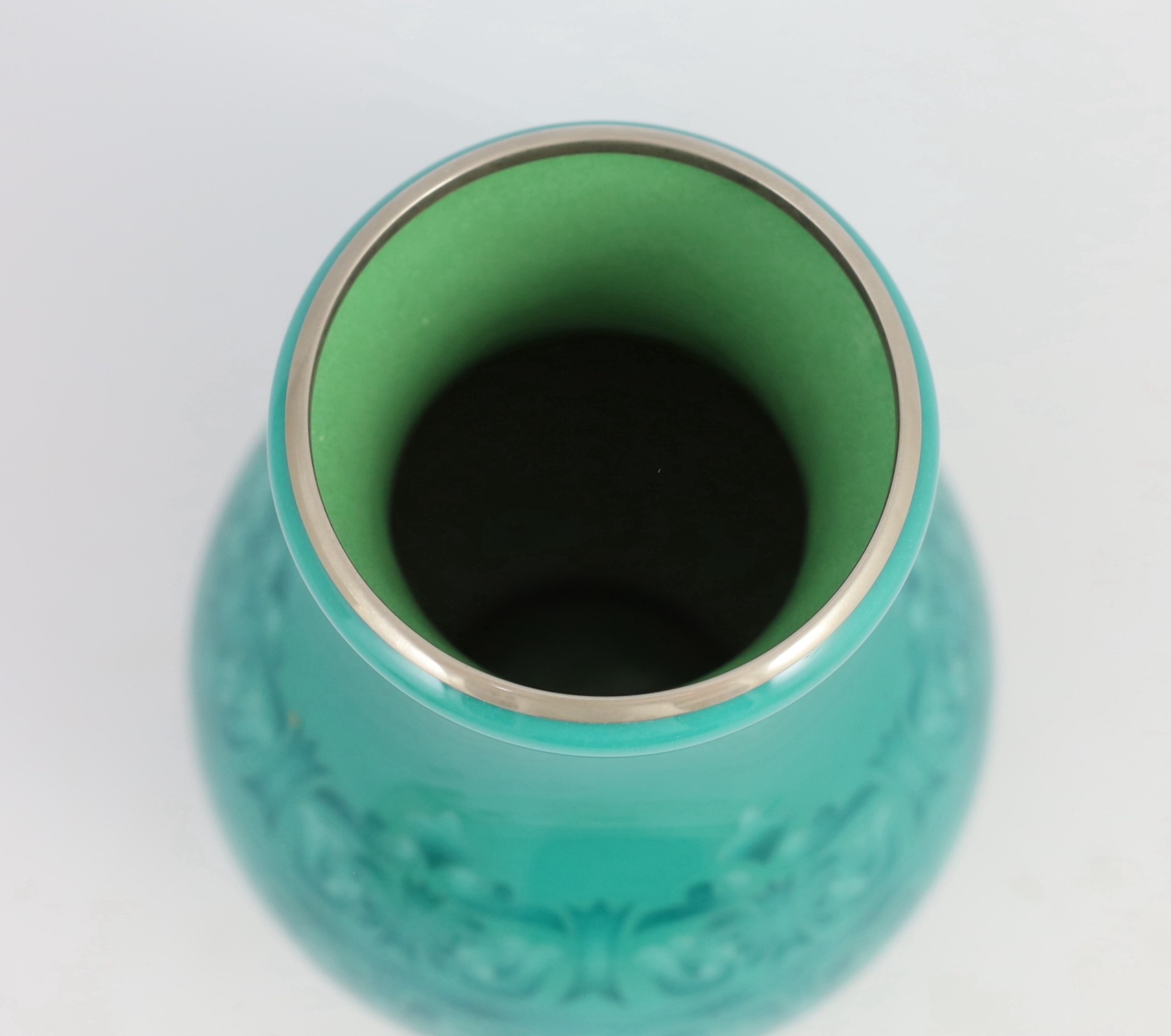 A Japanese silver wire cloisonné enamel baluster vase, by Ando, mid 20th century, 26cm high